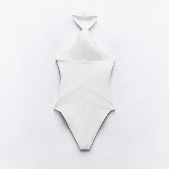 ZARA RHINESTONE FLORAL HALTER BODYSUIT - Medium - Picture 8 of 16